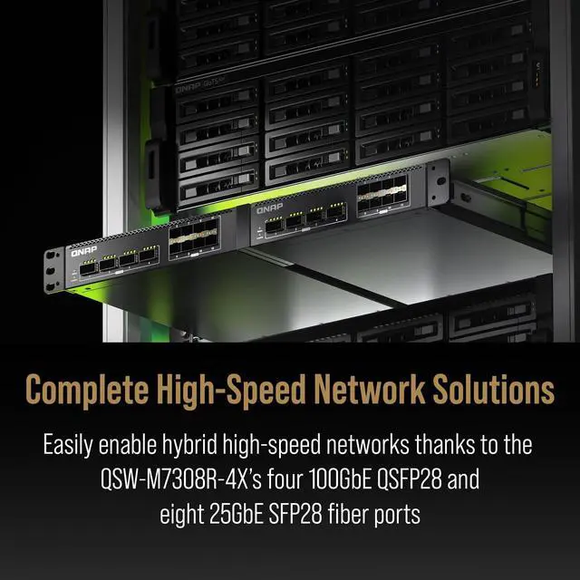 Alt view image 11 of 15 - QNAP QSW-M7308R-4X Ethernet Switch - Manageable - 25 Gigabit Ethernet, 100 Gigabit Ethernet - 25GBase-X, 100GBase-X - 2 Layer Supported - 100 W Power Consumption - Optical Fiber - 1U - Rack-mountable