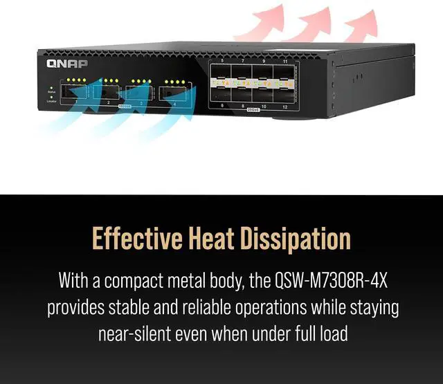 Alt view image 13 of 15 - QNAP QSW-M7308R-4X Ethernet Switch - Manageable - 25 Gigabit Ethernet, 100 Gigabit Ethernet - 25GBase-X, 100GBase-X - 2 Layer Supported - 100 W Power Consumption - Optical Fiber - 1U - Rack-mountable