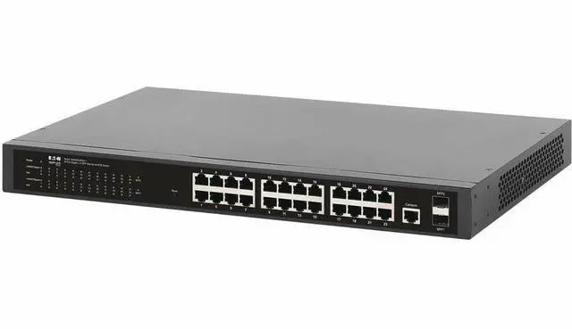 Main image of Eaton Tripp Lite Series 24-Port Managed Gigabit Ethernet Switch with PoE+ Layer 2 1 Gbps 2x GbE SFP Ports 370W PoE 1U Rack/Desktop