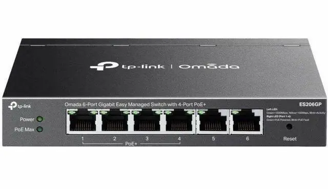Alt view image 8 of 8 - TP-Link Omada 6-Port Gigabit Easy Managed Switch with 4-Port PoE+ - 6 Ports - Manageable - Gigabit Ethernet - 10/100/1000Base-T - 2 Layer Supported - 65 W PoE Budget - Twisted Pair - PoE Ports - Black