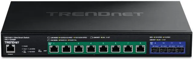 Alt view image 10 of 10 - TRENDnet TPE-7124SBF 12-Port 10G PoE++ Web Smart Switch (720W)