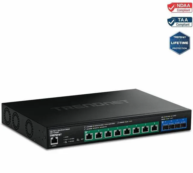 Alt view image 8 of 10 - TRENDnet TPE-7124SBF 12-Port 10G PoE++ Web Smart Switch (720W)