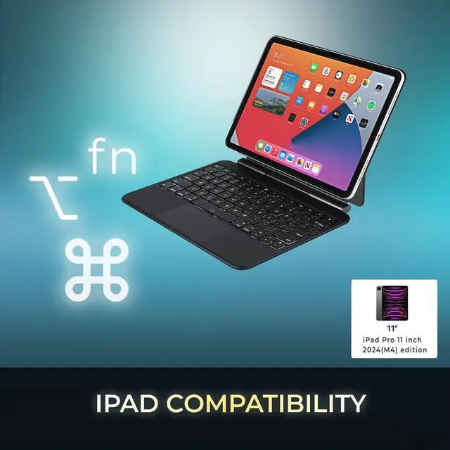 Alt view image 11 of 14 - Adesso Portable Keyboard/Cover Case for 10.9" to 11" Apple iPad Pro 11 (2024) Tablet - English (US) Keyboard - Aluminum Body