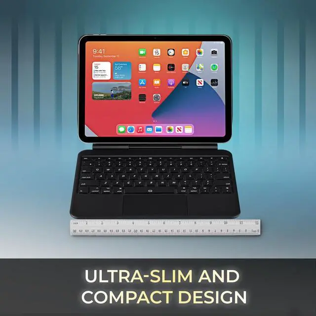 Alt view image 14 of 14 - Adesso Portable Keyboard/Cover Case for 10.9" to 11" Apple iPad Pro 11 (2024) Tablet - English (US) Keyboard - Aluminum Body