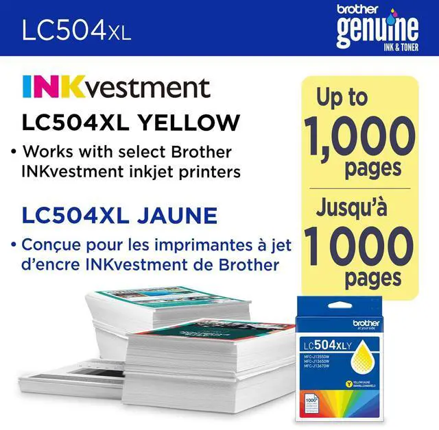 Alt view image 2 of 7 - Brother LC504XLY Original High Yield Inkjet Ink Cartridge Single Pack Yellow 1 Pack