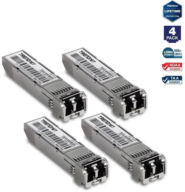 Alt view image 11 of 14 - TRENDnet SFP Multi-Mode LC Module 4-Pack, TEG-MGBSX/4, Transmission Up to 550m (1804 Ft), Mini-GBIC, Hot Pluggable, IEEE 802.3z Gigabit Ethernet, Supports Up to 1.25 Gbps, Lifetime Protection