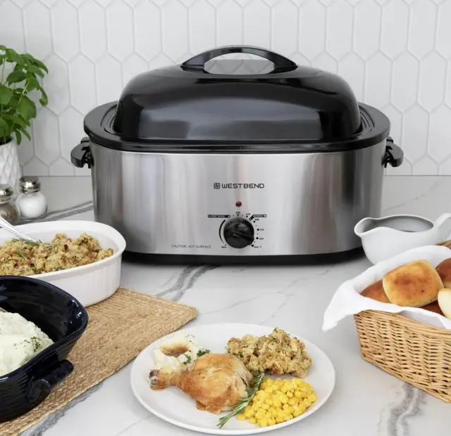 Alt view image 2 of 6 - West Bend 20QT Roaster Oven with Rack and High Dome Lid in Stainless Steel