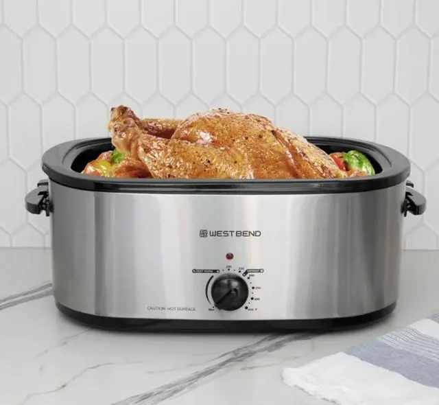 Alt view image 3 of 6 - West Bend 20QT Roaster Oven with Rack and High Dome Lid in Stainless Steel