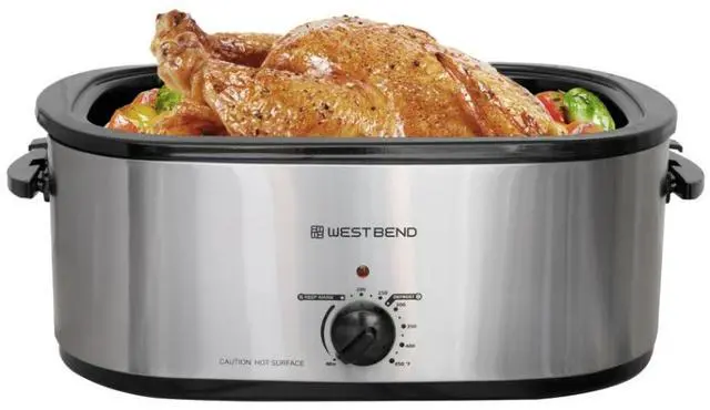 Alt view image 4 of 6 - West Bend 20QT Roaster Oven with Rack and High Dome Lid in Stainless Steel