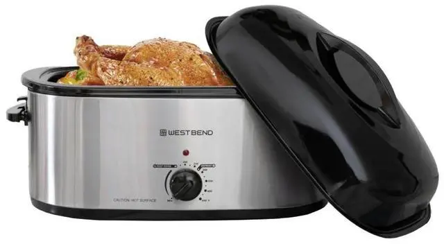 Alt view image 5 of 6 - West Bend 20QT Roaster Oven with Rack and High Dome Lid in Stainless Steel