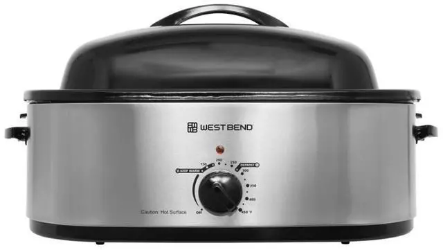 Alt view image 6 of 6 - West Bend 20QT Roaster Oven with Rack and High Dome Lid in Stainless Steel