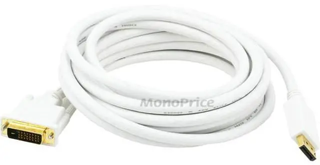 Alt view image 6 of 15 - Monoprice DisplayPort to DVI Cable - 15 Feet - White | 28AWG, Pure Copper Cores