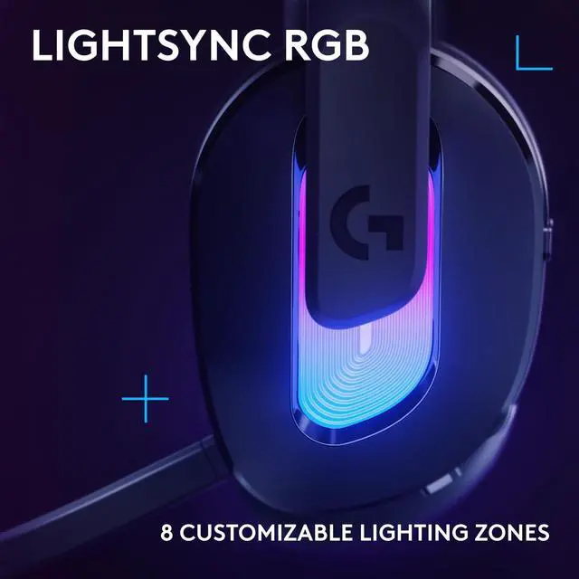 Alt view image 9 of 14 - Logitech G522 LIGHTSPEED Wireless Gaming Headset, LIGHTSYNC RGB, Full Bandwidth Mic, Advanced Synchronized Audio, Tri-Connectivity with LIGHTSPEED, Bluetooth, Black - Stereo - USB Type A, USB Type C -