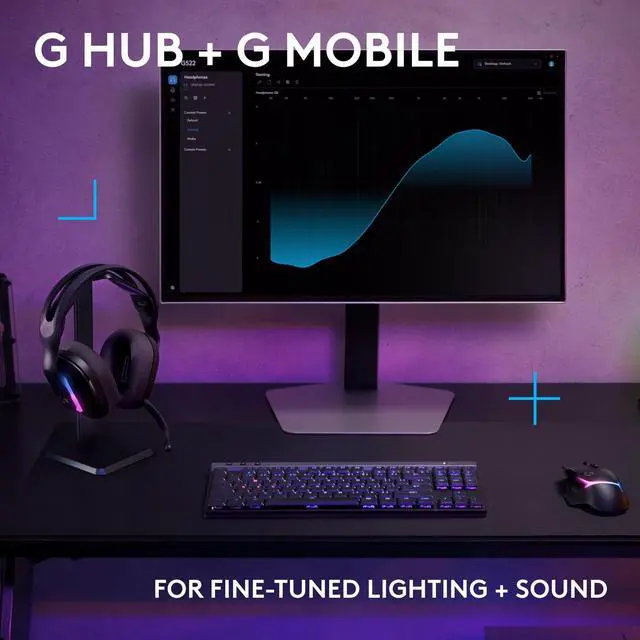 Alt view image 14 of 14 - Logitech G522 LIGHTSPEED Wireless Gaming Headset, LIGHTSYNC RGB, Full Bandwidth Mic, Advanced Synchronized Audio, Tri-Connectivity with LIGHTSPEED, Bluetooth, Black - Stereo - USB Type A, USB Type C -
