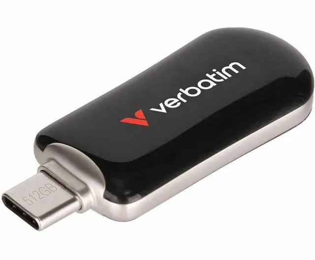 Alt view image 8 of 8 - Verbatim 512GB Plectra USB-C Flash Drive - Black - 512 GB - USB 3.2 (Gen 1) Type C - Black
