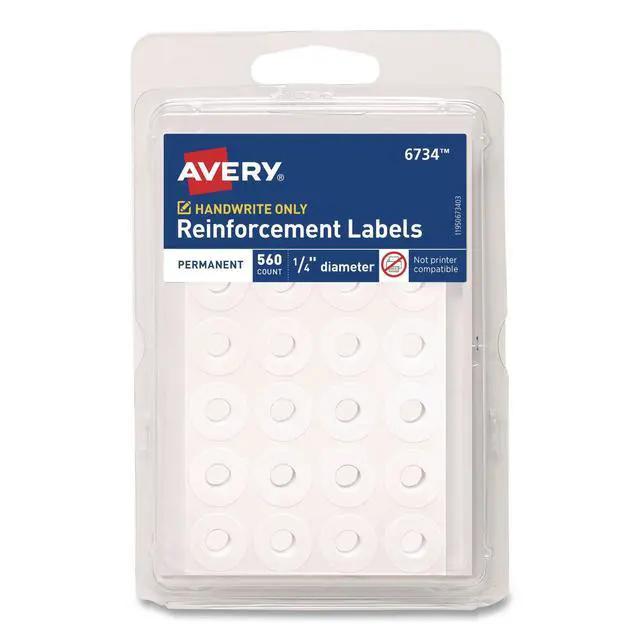 Alt view image 8 of 8 - Avery Permanent Reinforcment labels 1/4" Dia 560/PK White 06734