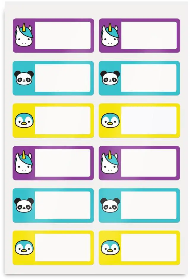 Main image of No-Iron Fabric Labels Character/Colored Border Handwrite Only 0.75 x 1.75 White 12/Sheet 2 Sheets/Pack 40770