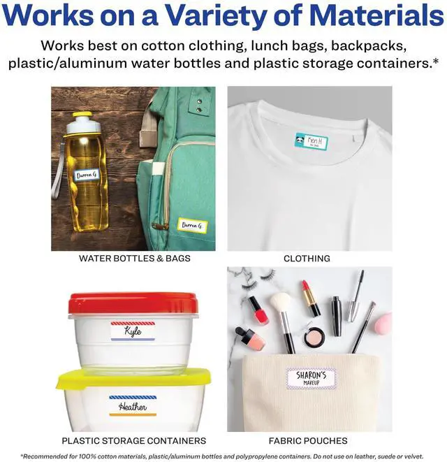 Alt view image 3 of 6 - No-Iron Fabric Labels Character/Colored Border Handwrite Only 0.75 x 1.75 White 12/Sheet 2 Sheets/Pack 40770