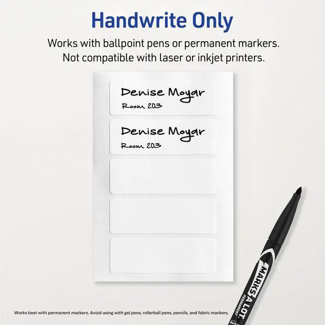 Alt view image 5 of 7 - No-Iron Fabric Labels Handwrite Only 1 x 3 White 5/Sheet 10 Sheets/Pack 40725