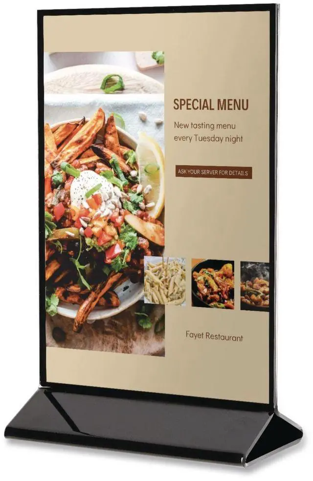 Main image of Tabletop Sign and Menu Holder 8.5 x 11 Insert Clear with Black Frame 4430