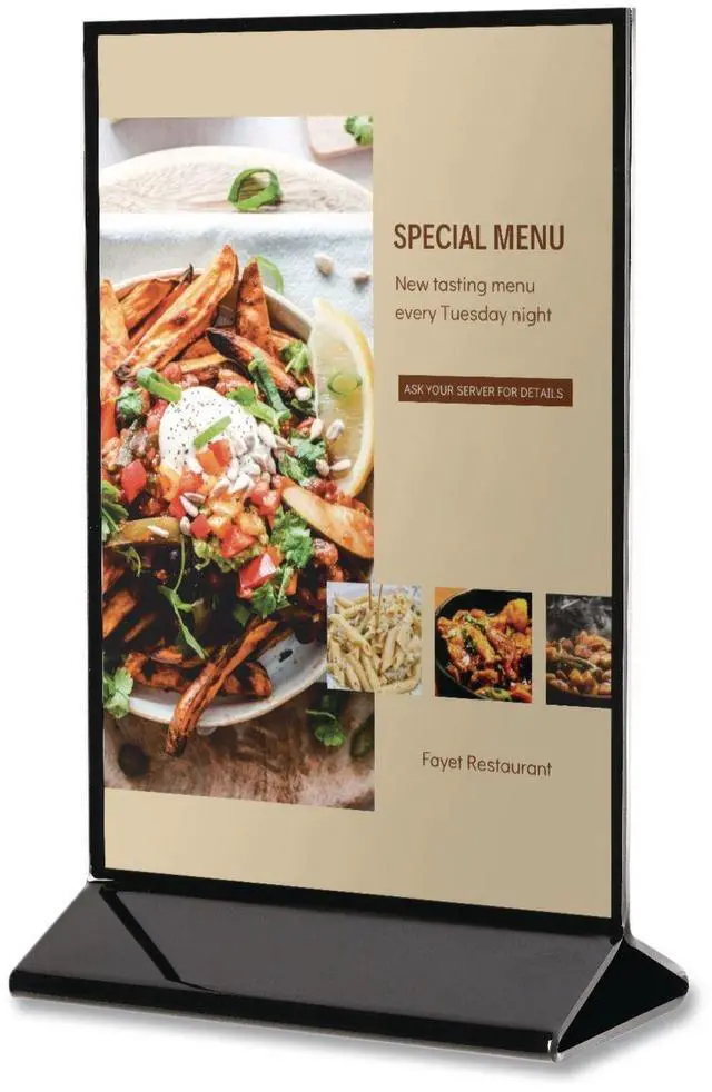 Main image of Tabletop Sign and Menu Holder 5 x 7 Insert Clear with Black Frame 4429