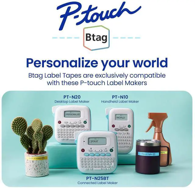 Alt view image 7 of 7 - Genuine P-Touch BTAG Label Tapes 0.47" x 13.1 ft Blue on White BTAG233