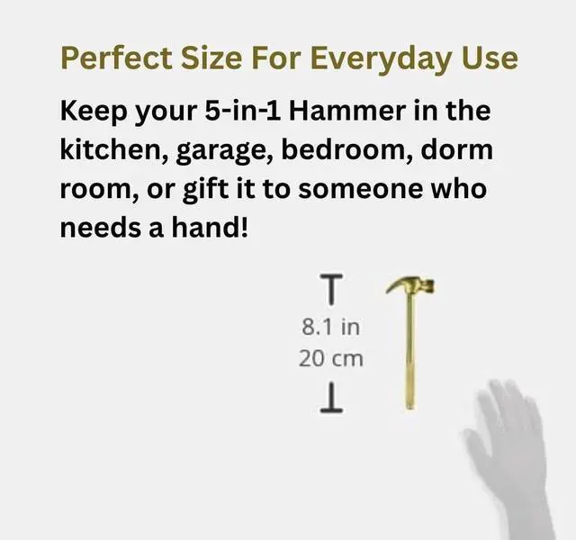 Alt view image 3 of 7 - 5-in-1 Carpenter's Hammer with Nesting Handle Containing Four Screwdrivers 6.5" Long Gold Handle 19006