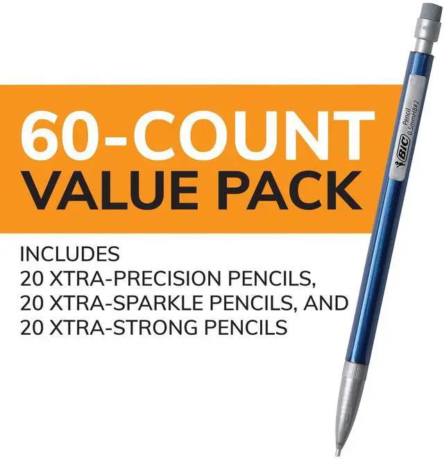 Alt view image 8 of 13 - BIC Mechanical Pencils Assorted Sizes #2 Lead 60/Pack (WX7TG026-BLK)