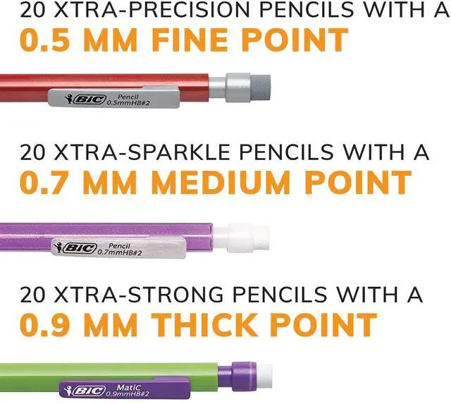 Alt view image 10 of 13 - BIC Mechanical Pencils Assorted Sizes #2 Lead 60/Pack (WX7TG026-BLK)