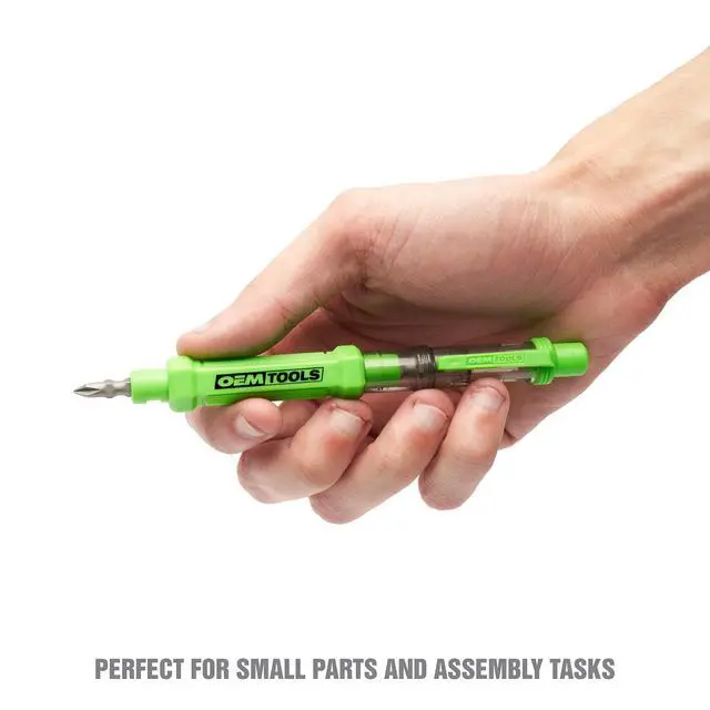 Alt view image 5 of 7 - 6-Way Pen-Style Screw/Nut Driver Phillips/Slotted Bits Metric Sockets 5.38" Long Black/Green Green/Clear 4/Pack 22537