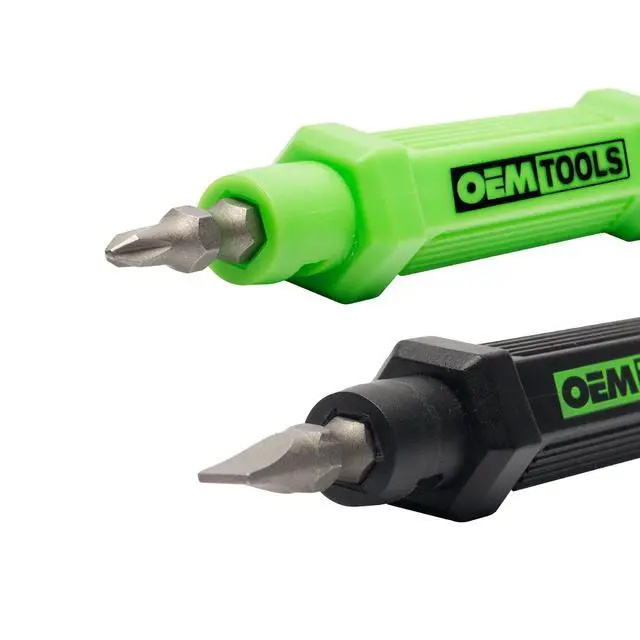 Alt view image 7 of 7 - 6-Way Pen-Style Screw/Nut Driver Phillips/Slotted Bits Metric Sockets 5.38" Long Black/Green Green/Clear 4/Pack 22537