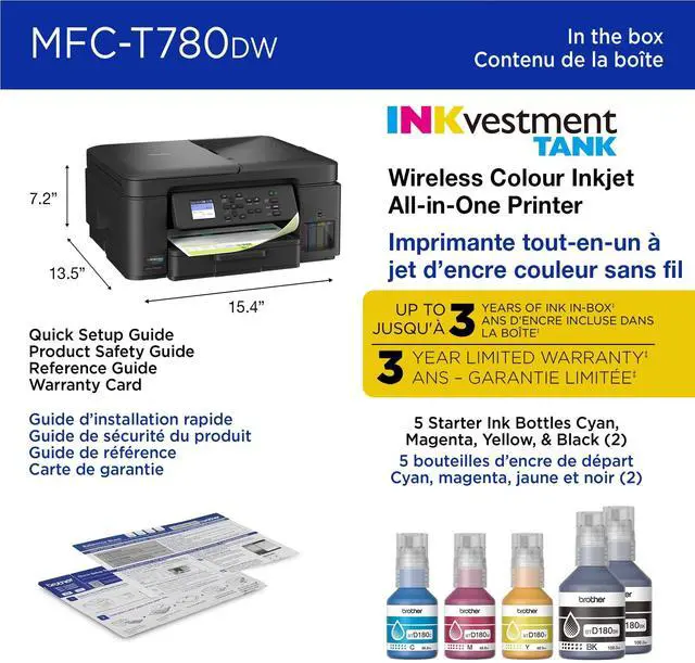 Alt view image 4 of 7 - Brother INKvestment Tank 780 Wireless Color Inkjet All-in-One Printer with Duplex Printing, Includes up to 3 Years of Ink in-Box MFC-T780DW