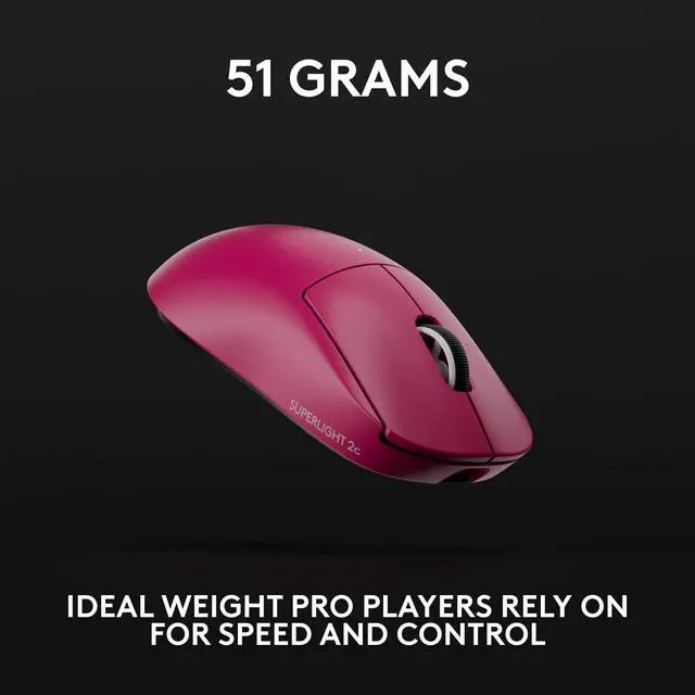 Alt view image 14 of 14 - Logitech G PRO X SUPERLIGHT 2c wireless gaming mouse, 51 g pro-grade compact mouse with 5 programmable buttons, USB-C charging, 44K DPI sensor, up to 8 kHz polling for PC/Mac, Pink - HERO 2 - Wireless