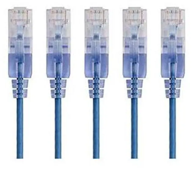 Alt view image 11 of 11 - Monoprice SlimRun Cat6A Ethernet Patch Cable - Network Internet Cord - RJ45, Stranded, UTP, Pure Bare Copper Wire, 30AWG, 6in, Blue, 5-Pack