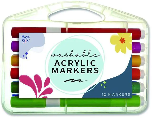 Main image of Washable Acrylic Markers Fine Bullet Tip Assorted Colors 12/Pack TPG496