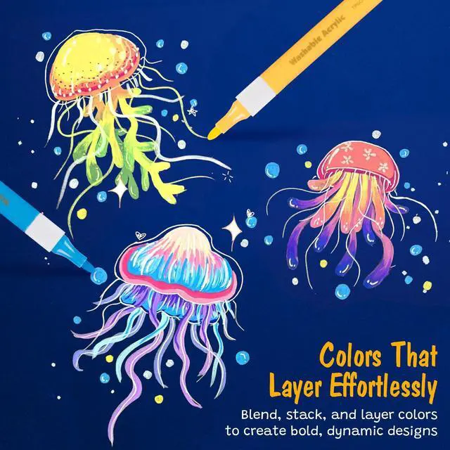 Alt view image 5 of 7 - Washable Acrylic Markers Fine Bullet Tip Assorted Colors 12/Pack TPG496