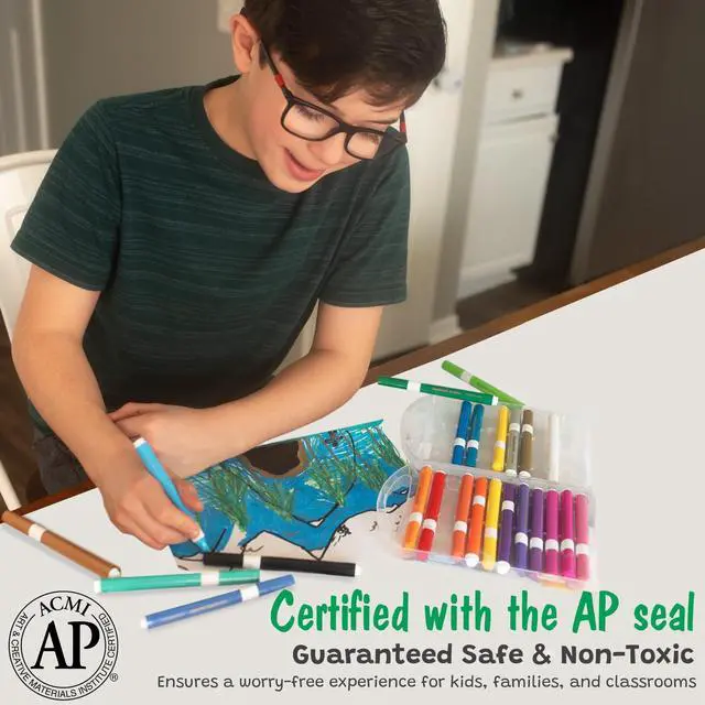 Alt view image 7 of 7 - Washable Acrylic Markers Fine Bullet Tip Assorted Colors 12/Pack TPG496