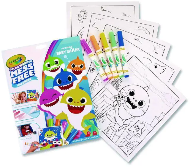 Alt view image 10 of 16 - Crayola Baby Shark Wonder Pages Mess Free Coloring Gift, Kids Indoor Activities at Home