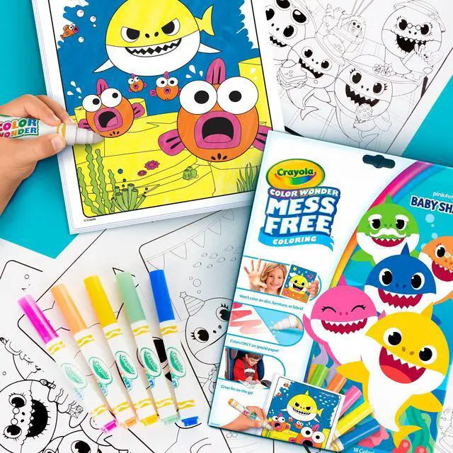 Alt view image 11 of 16 - Crayola Baby Shark Wonder Pages Mess Free Coloring Gift, Kids Indoor Activities at Home