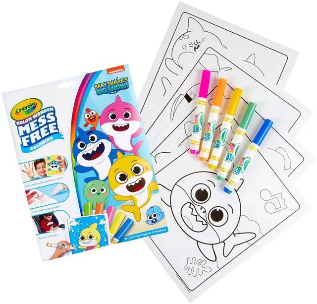 Alt view image 15 of 16 - Crayola Baby Shark Wonder Pages Mess Free Coloring Gift, Kids Indoor Activities at Home