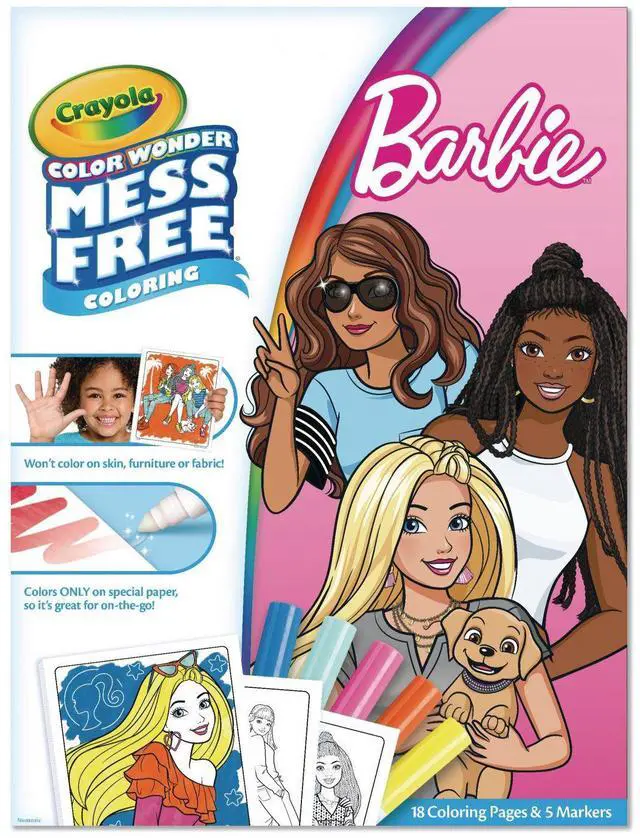 Main image of Color Wonder Barbie Coloring Pad and Markers Ages 3 and Up 18 Pages 752859