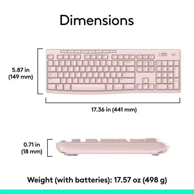 Alt view image 11 of 11 - Logitech MK270 Wireless Keyboard and Mouse Combo for Windows  2.4 GHz Wireless  Compact Mouse  8 Multimedia and Shortcut Keys  2-Year Battery Life  for PC  Laptop - Rose