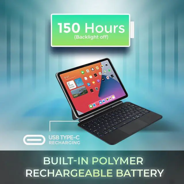 Alt view image 14 of 14 - Adesso Portable Keyboard/Cover Case for 10.9" to 11" Apple iPad Pro 11 (2018), iPad Pro 11 (2020), iPad Pro 11 (2021), iPad Pro 11 (2022), iPad Air (4th Generation), iPad Air (5th Generation