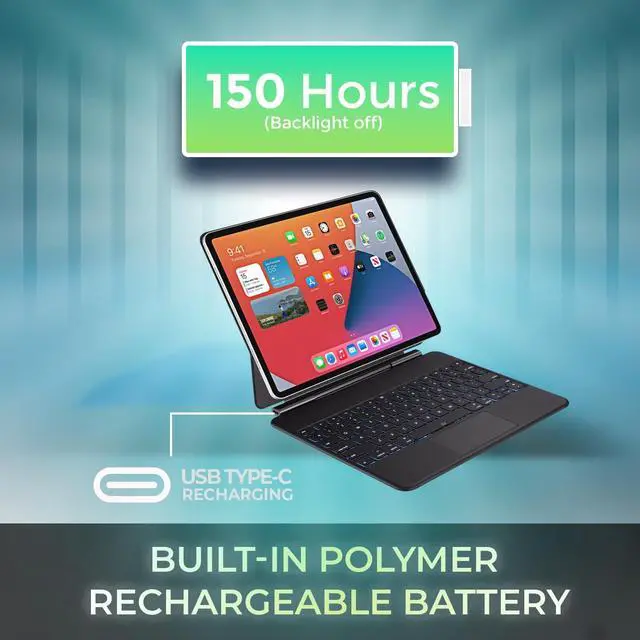 Alt view image 12 of 14 - Adesso Portable Keyboard/Cover Case for 12.9" to 13" Apple iPad Pro (3rd Generation), iPad Pro (4th Generation), iPad Pro (5th Generation), iPad Pro (6th Generation), iPad Air 13 (2024) Tabl