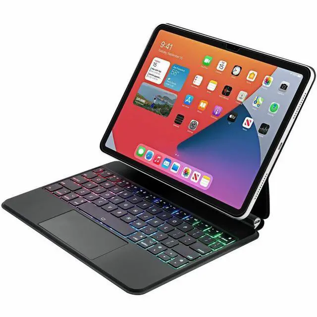 Alt view image 8 of 20 - ADESSO WKB-7050 Bluetooth Keyboard Case for iPad Pro 11 Inch 2024 M4 with Touchpad, Wireless Rechargeable Aluminum Keyboard with Protective Cover Stand, Slim Scissor Switch Keys, Backlit, Black