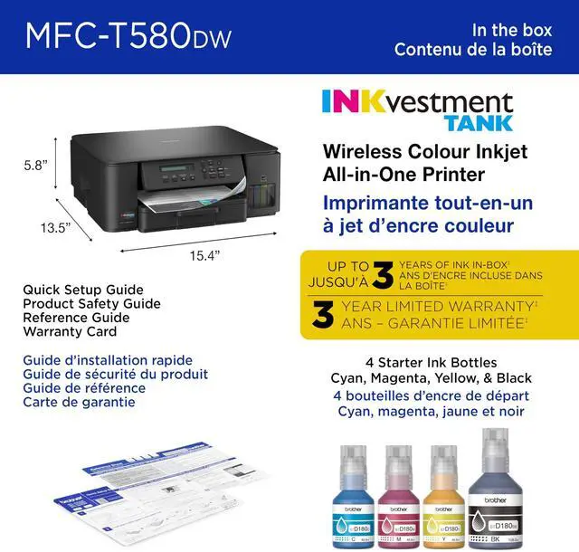 Alt view image 4 of 7 - Brother INKvestment Tank 580 Wireless Color Inkjet All-in-One Printer | Includes up to 3 Years of Ink in-Box (MFC-T580DW