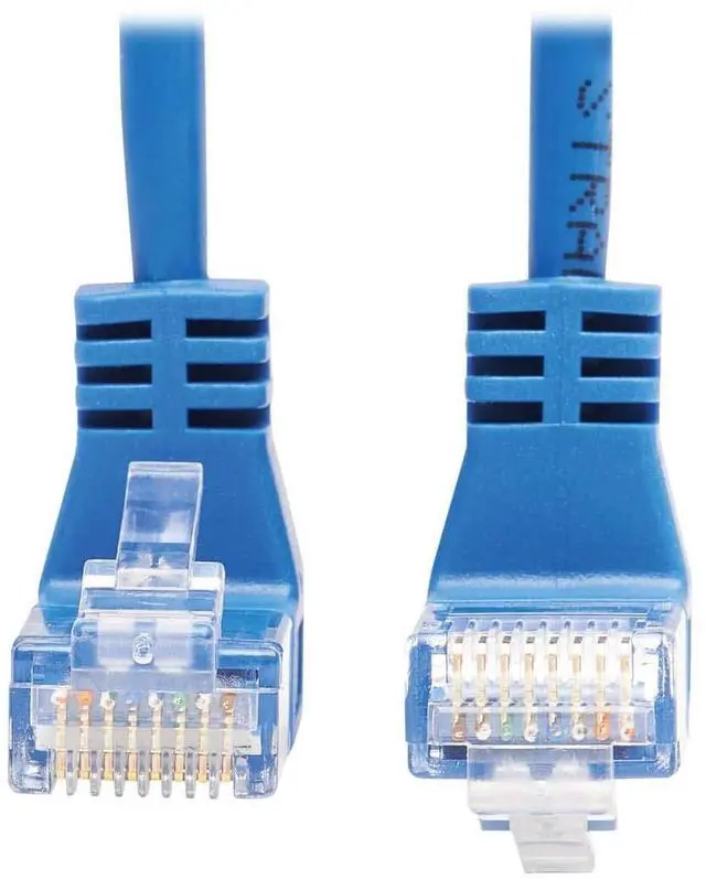 Alt view image 9 of 11 - TRIPP LITE N204-S07-BL-UD 7 ft. Cat 6 Blue Up/Down-Angle Gigabit Molded Slim UTP Ethernet Cable (RJ45 Up-Angle M to RJ45 Down-Angle M)
