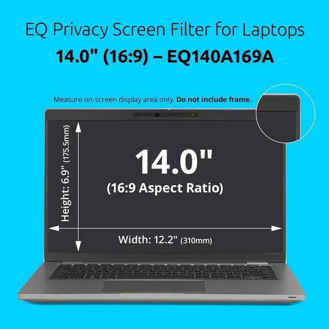 Alt view image 9 of 14 - Kensington EQ Privacy Screen Filter for Laptops 14.0" (16:9) - For 14" Widescreen LCD Notebook - 16:9 - Scratch Resistant - 2H - Plastic - Anti-glare