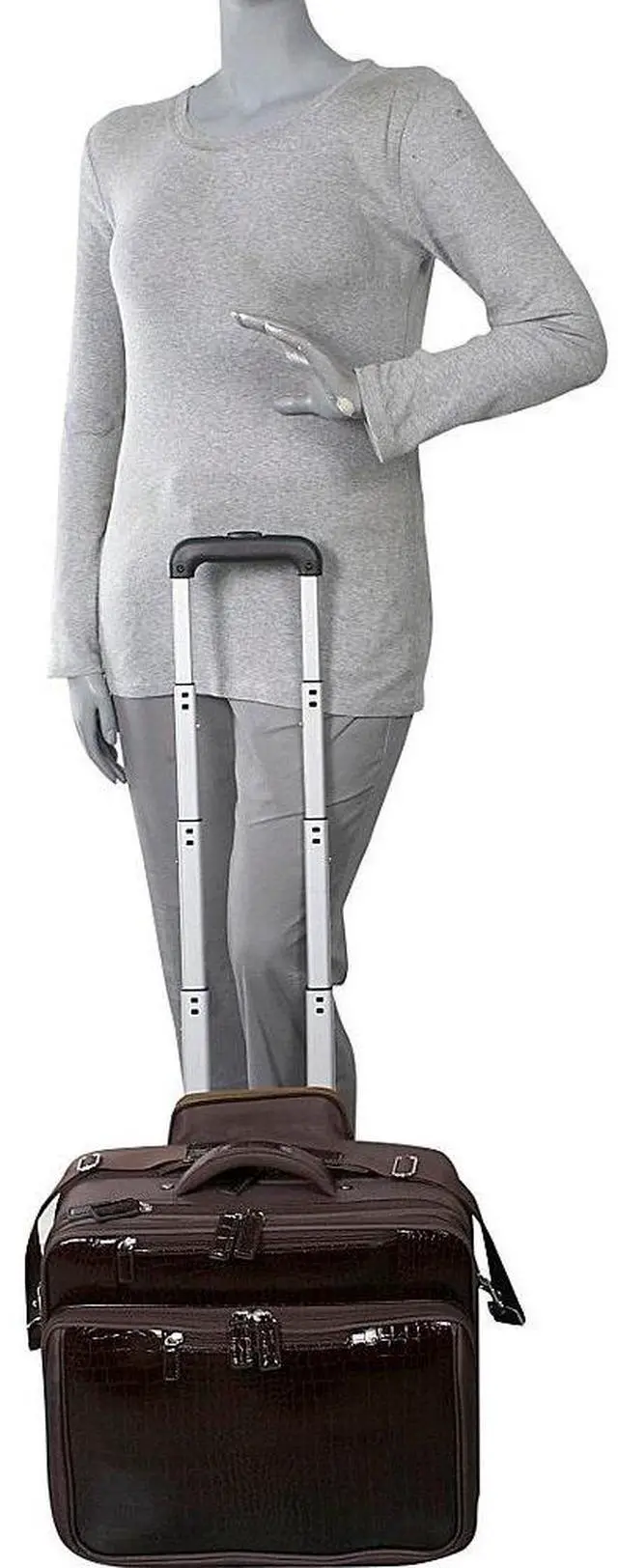 Alt view image 9 of 9 - Francine Collection Croco Roller Carrying Case (Roller) for 17.3' Notebook - Brown