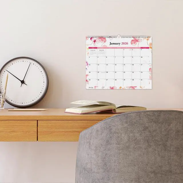 Alt view image 6 of 6 - Lindley Monthly Wall Calendar Floral Artwork 15 x 12 White/Pink/Red Sheets 12-Month Jan to Dec: 2026 117888